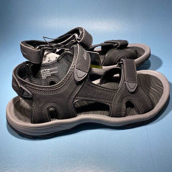 Mens EDDIE BAUER Atlas 2 Strap Adjustable Slingback Sandals 180362 BLack 12M - Picture 2 of 5